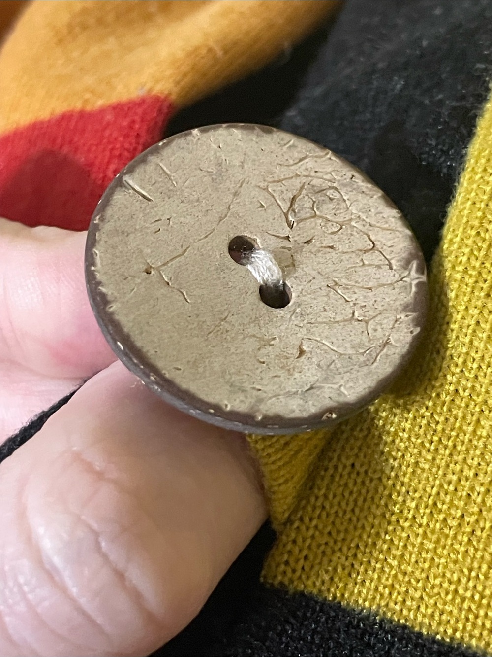 Striped Multicolor Crewneck Sweater w/Faux Button Detail - Picture 7 of 13